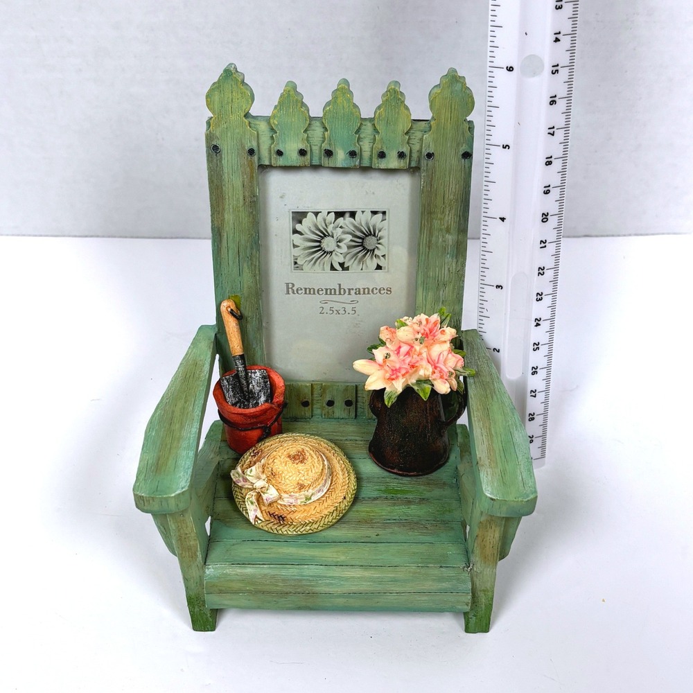 Vtg 90s Country Garden Adirondack Chair PhotoFrame Cottagecore Whimsical Fairy